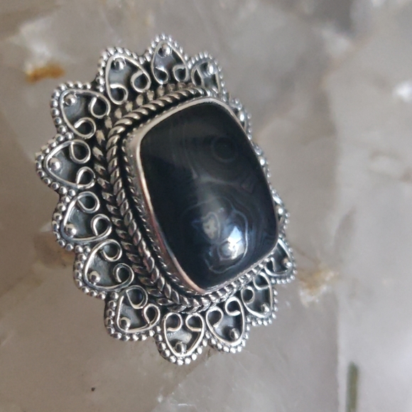 Psilomelane Sterling Silver Ring - Picture 2 of 8
